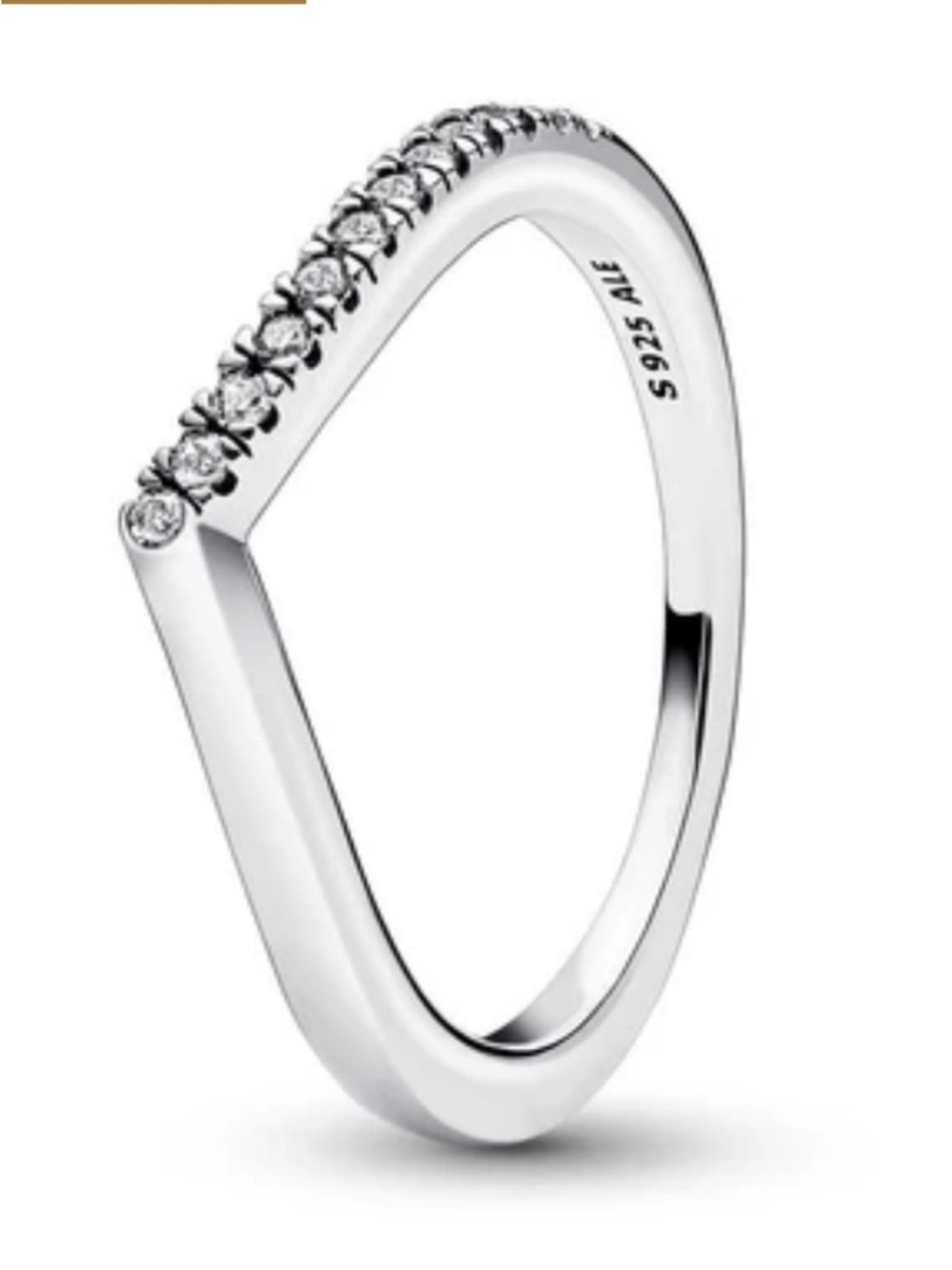 Pandora Silver Wishbone Pavé Accent Ring Sz 7